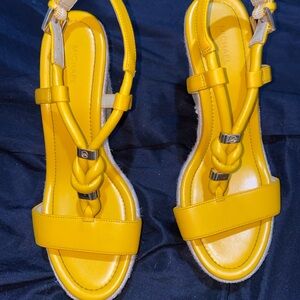 Michale Koran yellow Annie wedge sandal heel